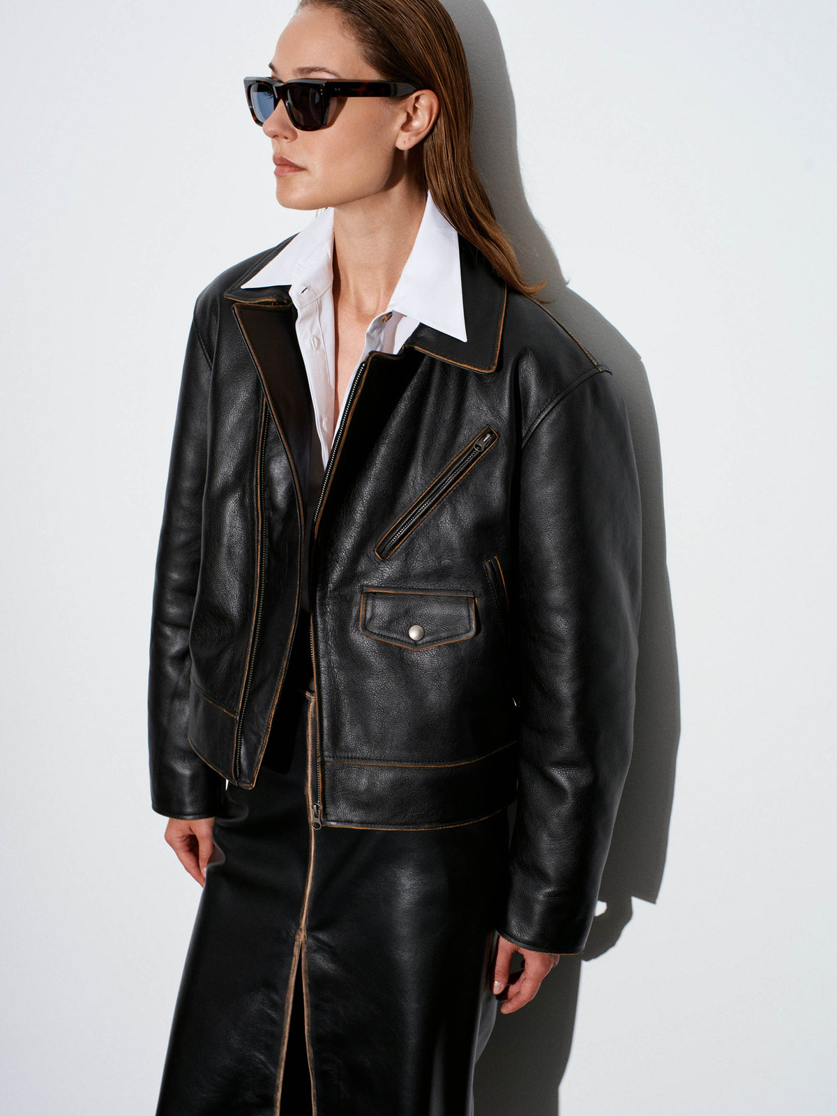 Antique Deri Biker Ceket