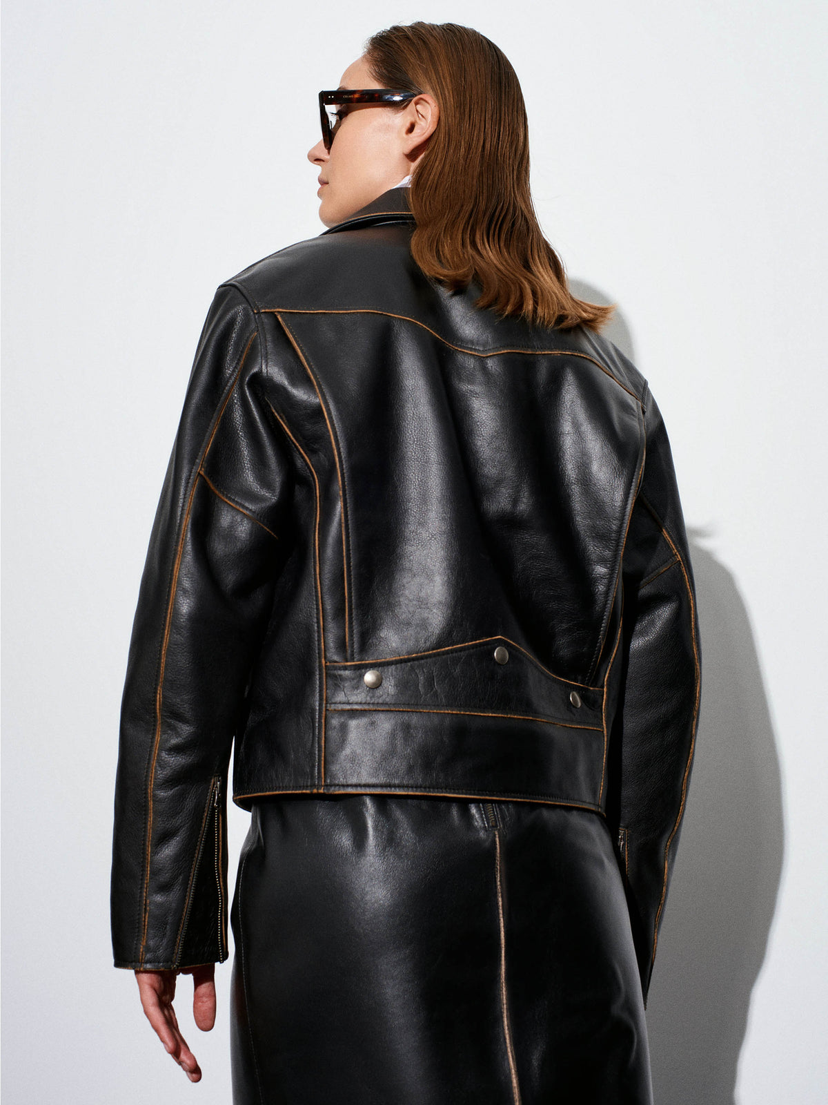 Antique Deri Biker Ceket
